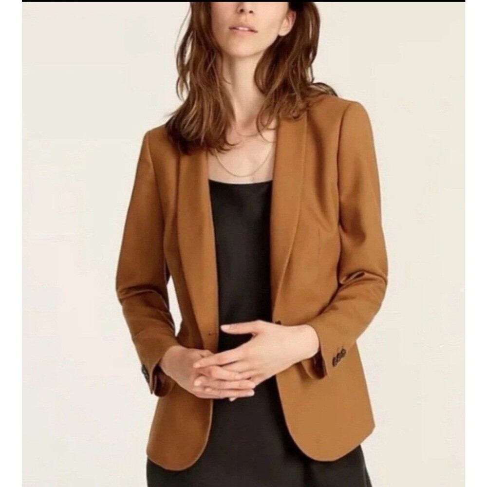 J. Crew Camel Brown Tan Collared School Boy Blazer Women's 8T Wool Blend
